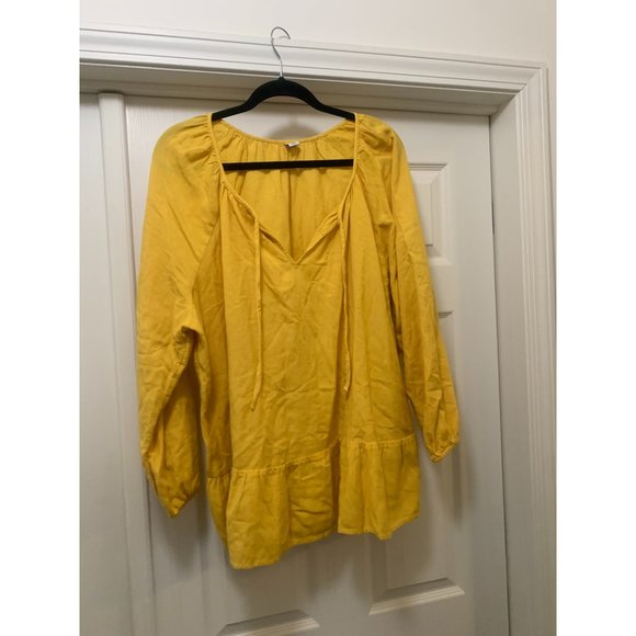 Old Navy Yellow Long Sleeve Bottom Flared Blouse XXL - Picture 2 of 4